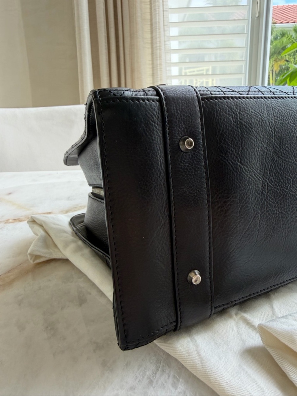 Christian Dior Vintage Black Cannage Leather Lady Dior Tote Bag w/Silver Tone - Picture 13 of 16